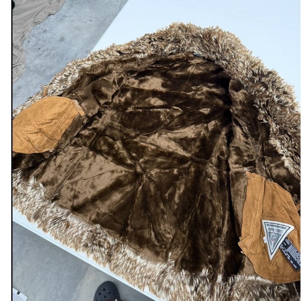 Vintage Tan Suede Leather Afghan Penny Lane Jacket Faux Fur Trim Brown Womens S - Picture 4 of 12